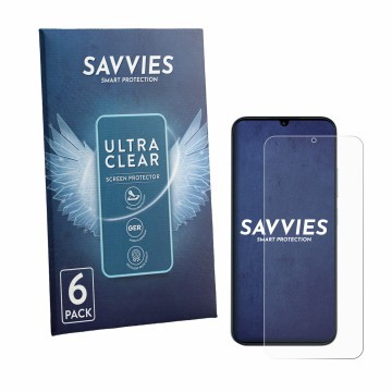 Face avant d’un emballage produit avec le logo de la marque Savvies. À côté, l’appareil Redmi R70 5G est représenté avec la pr