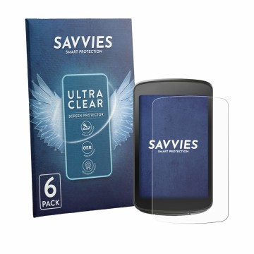Front side of a product packaging with the brand logo Savvies. Next to it is the device Magene C706 shown with the correspondi