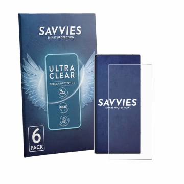 Parte frontale di una confezione del prodotto con il logo del marchio Savvies. Accanto è raffigurato il dispositivo ZTE Nubia 