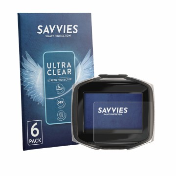 Parte frontal de un envase de producto con el logotipo de la marca Savvies. Al lado se muestra el dispositivo Mares Quad CI co