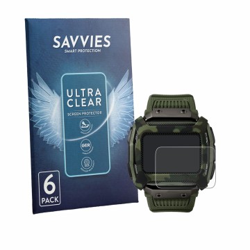 Vorderseite einer Produktverpackung mit dem Markenlogo Savvies. Daneben ist das Gerät Timex Command Shock mit dem zugehörigen 
