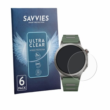Face avant d’un emballage produit avec le logo de la marque Savvies. À côté, l’appareil OnePlus Watch 4 est représenté avec la