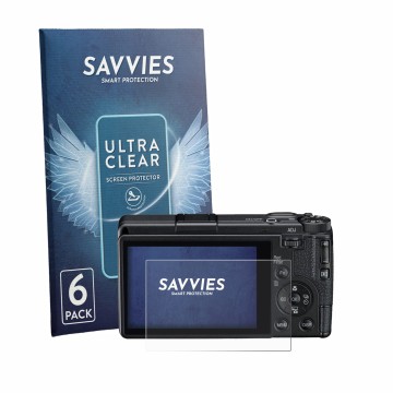 Face avant d’un emballage produit avec le logo de la marque Savvies. À côté, l’appareil Ricoh GR IV Monochrome est représenté 