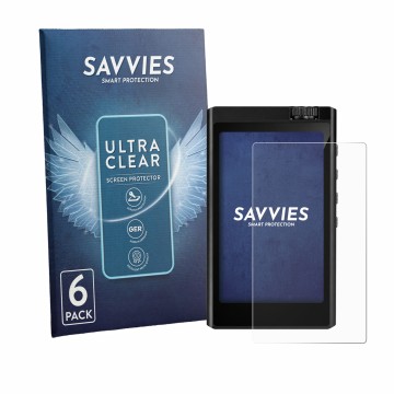 Parte frontal de un envase de producto con el logotipo de la marca Savvies. Al lado se muestra el dispositivo Surfans F35 con 