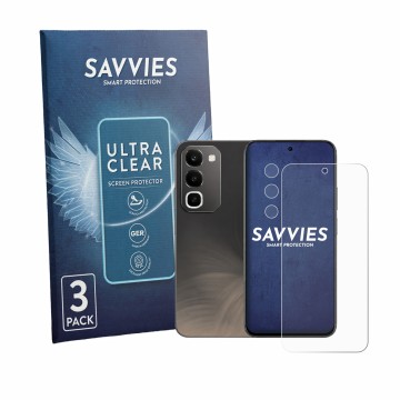 Parte frontale di una confezione del prodotto con il logo del marchio Savvies. Accanto è raffigurato il dispositivo realme C10
