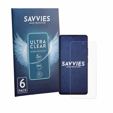 Face avant d’un emballage produit avec le logo de la marque Savvies. À côté, l’appareil General Mobile Fenix II Pro est représ