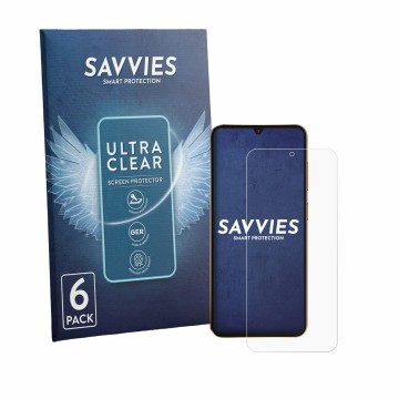 Face avant d’un emballage produit avec le logo de la marque Savvies. À côté, l’appareil Hotwav A17 Pro Max est représenté avec