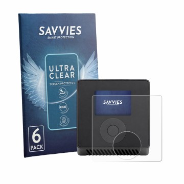 Parte frontal de un envase de producto con el logotipo de la marca Savvies. Al lado se muestra el dispositivo Spektrum Smart C