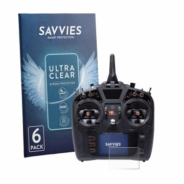 Face avant d’un emballage produit avec le logo de la marque Savvies. À côté, l’appareil Spektrum NX8 Plus est représenté avec 