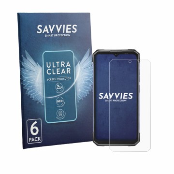 Parte frontale di una confezione del prodotto con il logo del marchio Savvies. Accanto è raffigurato il dispositivo Hotwav Cyb