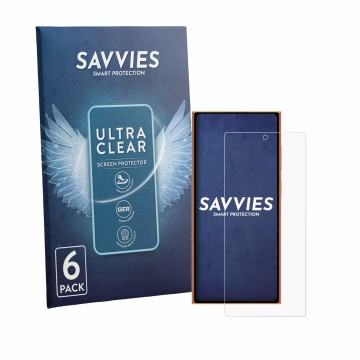 Parte frontale di una confezione del prodotto con il logo del marchio Savvies. Accanto è raffigurato il dispositivo Oukitel C7