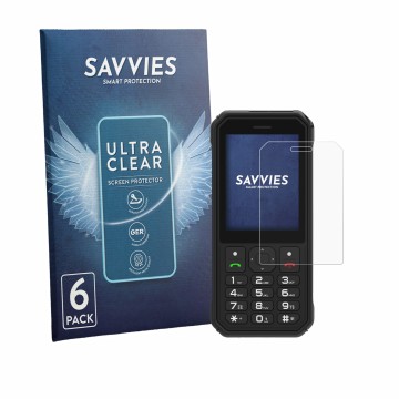 Parte frontale di una confezione del prodotto con il logo del marchio Savvies. Accanto è raffigurato il dispositivo AGM M11 co