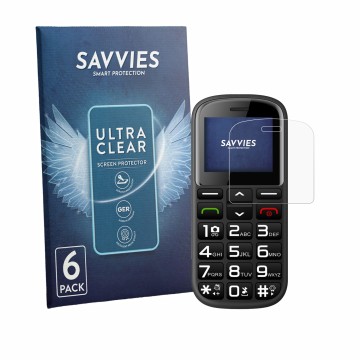Parte frontal de un envase de producto con el logotipo de la marca Savvies. Al lado se muestra el dispositivo artfone CS182 co