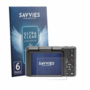 Face avant d’un emballage produit avec le logo de la marque Savvies. À côté, l’appareil Kodak Pixpro C1 est représenté avec la