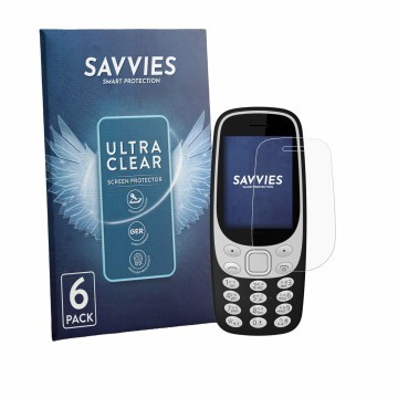 Vorderseite einer Produktverpackung mit dem Markenlogo Savvies. Daneben ist das Gerät Karbonn K32N mit dem zugehörigen Display