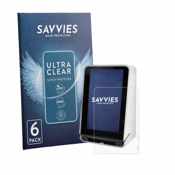 Front side of a product packaging with the brand logo Savvies. Next to it is the device SENVEND UX700 shown with the correspon
