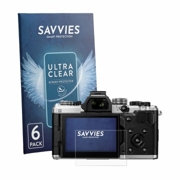 Parte frontale di una confezione del prodotto con il logo del marchio Savvies. Accanto è raffigurato il dispositivo OM System 