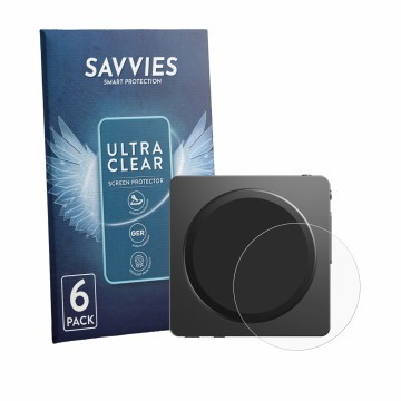 Parte frontale di una confezione del prodotto con il logo del marchio Savvies. Accanto è raffigurato il dispositivo FiiO SnowS