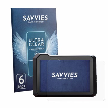 Front side of a product packaging with the brand logo Savvies. Next to it is the device KTM 125 Duke 2026 shown with the corre
