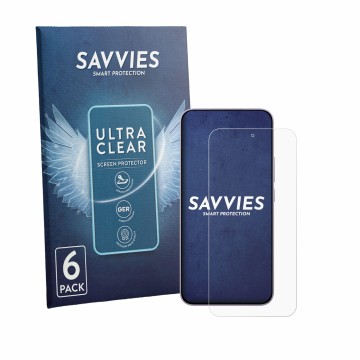 Face avant d’un emballage produit avec le logo de la marque Savvies. À côté, l’appareil Xiaomi Redmi Note 17 Pro Max est repré