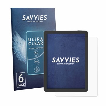 Parte frontale di una confezione del prodotto con il logo del marchio Savvies. Accanto è raffigurato il dispositivo Bigme B6 P