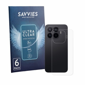 Vorderseite einer Produktverpackung mit dem Markenlogo Savvies. Daneben ist das Gerät Xiaomi 17T Pro (Rückseite) mit dem zugeh