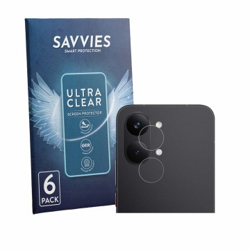 Vorderseite einer Produktverpackung mit dem Markenlogo Savvies. Daneben ist das Gerät Xiaomi Poco X8 Pro Max (NUR Kameraschutz