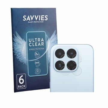 Vorderseite einer Produktverpackung mit dem Markenlogo Savvies. Daneben ist das Gerät Xiaomi 17T (NUR Kameraschutz) mit dem zu