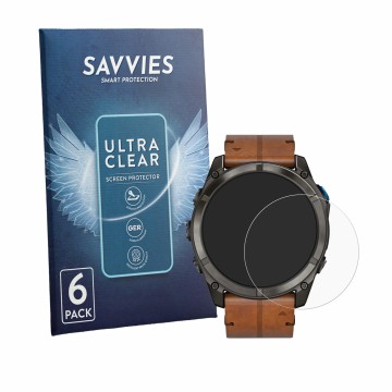 Parte frontale di una confezione del prodotto con il logo del marchio Savvies. Accanto è raffigurato il dispositivo Garmin D2 
