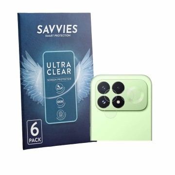 Parte frontal de un envase de producto con el logotipo de la marca Savvies. Al lado se muestra el dispositivo Xiaomi Poco F9 P