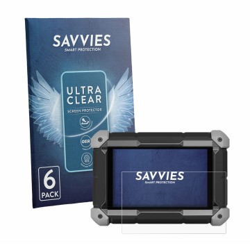 Parte frontal de un envase de producto con el logotipo de la marca Savvies. Al lado se muestra el dispositivo Topdon Phoenix L