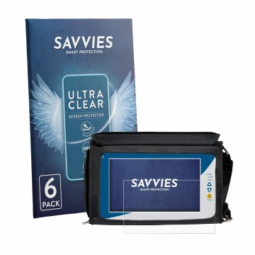 Front side of a product packaging with the brand logo Savvies. Next to it is the device Rover EXA 9 shown with the correspondi