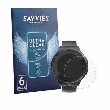 Vorderseite einer Produktverpackung mit dem Markenlogo Savvies. Daneben ist das Gerät Hama Kids Smartwatch mit dem zugehörigen