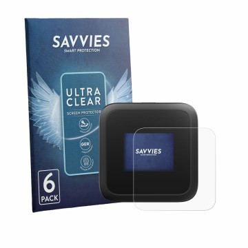 Front side of a product packaging with the brand logo Savvies. Next to it is the device Netgear Nighthawk M3 shown with the co