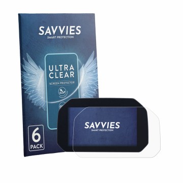 Vorderseite einer Produktverpackung mit dem Markenlogo Savvies. Daneben ist das Gerät BMW F 450 R TFT-Display 6.5