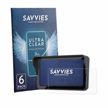 Vorderseite einer Produktverpackung mit dem Markenlogo Savvies. Daneben ist das Gerät Carpuride W602 Pro 6.25