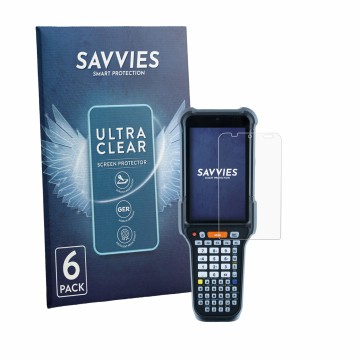 Parte frontale di una confezione del prodotto con il logo del marchio Savvies. Accanto è raffigurato il dispositivo Datalogic 