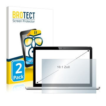 Face avant d’un emballage produit avec le logo de la marque BROTECT. À côté, l’appareil est représenté avec la protection d’éc