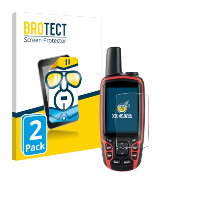 Front side of a product packaging with the brand logo BROTECT. Next to it is the device Garmin Astro 320 shown with the corres