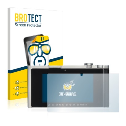 Front side of a product packaging with the brand logo BROTECT. Next to it is the device Leica T (Typ 701) shown with the corre