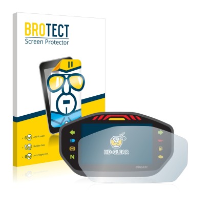 Front side of a product packaging with the brand logo BROTECT. Next to it is the device Ducati Monster 1200S Colour-TFT-Displa