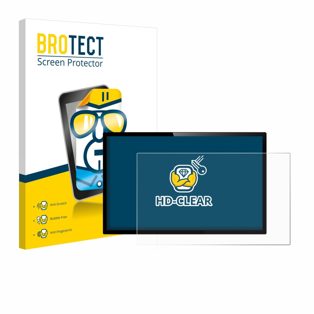 Vorderseite einer Produktverpackung mit dem Markenlogo BROTECT. Daneben ist das Gerät mit dem zugehörigen Displayschutz abgebi