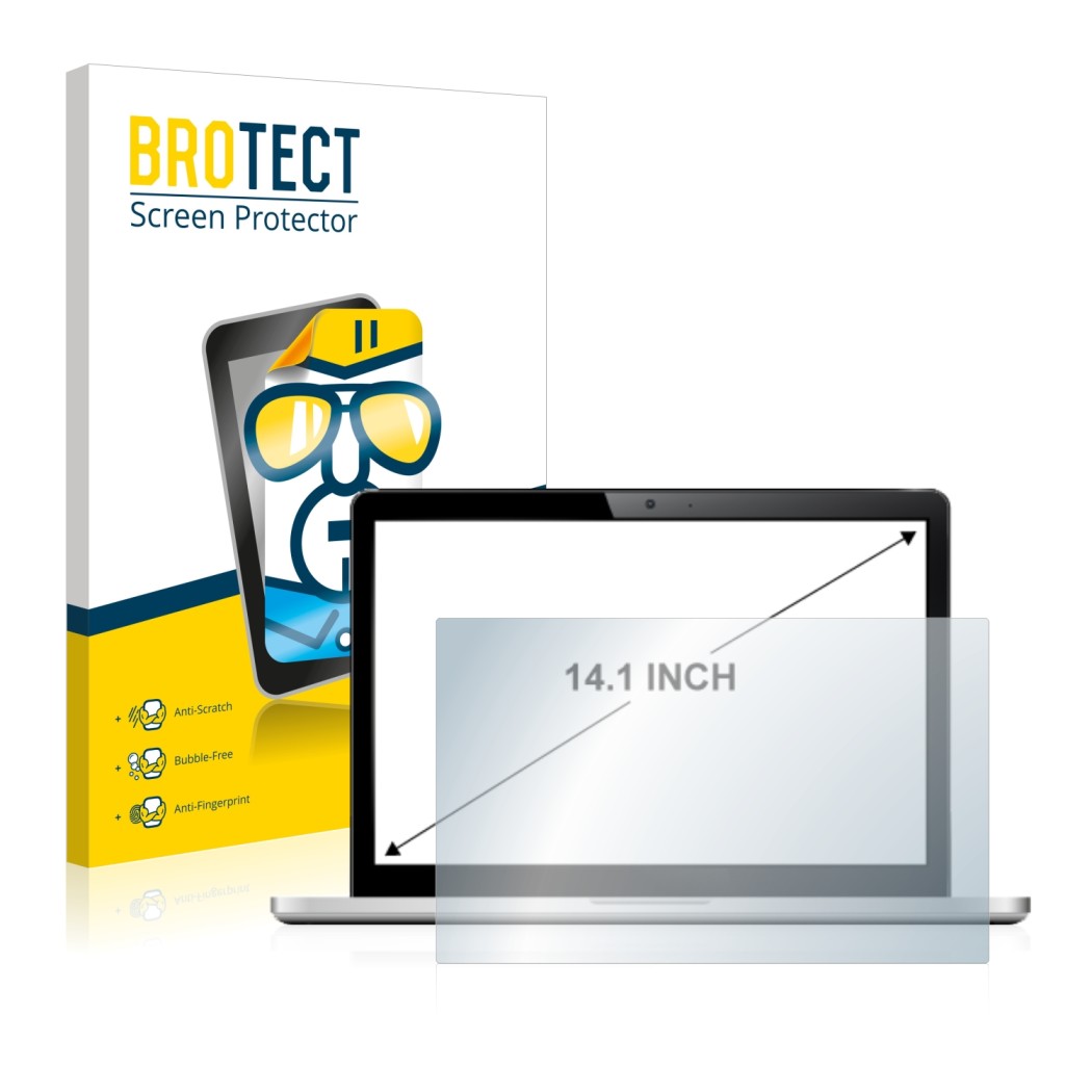 Parte frontal de un envase de producto con el logotipo de la marca BROTECT. Al lado se muestra el dispositivo con su protector