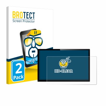 Vorderseite einer Produktverpackung mit dem Markenlogo BROTECT. Daneben ist das Gerät mit dem zugehörigen Displayschutz abgebi