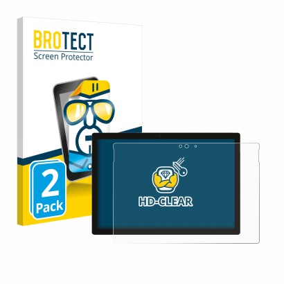 Face avant d’un emballage produit avec le logo de la marque BROTECT. À côté, l’appareil Microsoft Surface Pro 5 2017 est repré