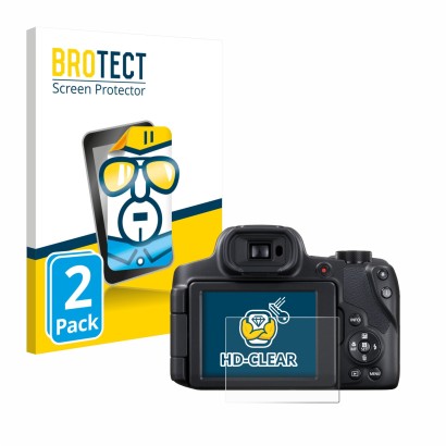 Face avant d’un emballage produit avec le logo de la marque BROTECT. À côté, l’appareil Canon PowerShot SX70 HS est représenté