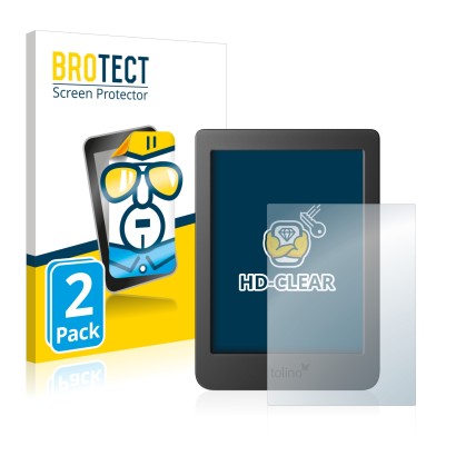 Parte frontal de un envase de producto con el logotipo de la marca BROTECT. Al lado se muestra el dispositivo Tolino Page 2 co