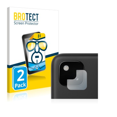 Parte frontal de un envase de producto con el logotipo de la marca BROTECT. Al lado se muestra el dispositivo Google Pixel 4a 