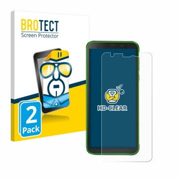 Face avant d’un emballage produit avec le logo de la marque BROTECT. À côté, l’appareil Blackview BV6300 Pro est représenté av