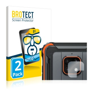 Front side of a product packaging with the brand logo BROTECT. Next to it is the device Blackview BV4900 Pro (ONLY Camera Lens